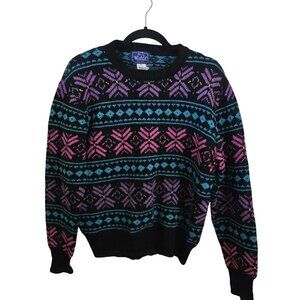 Woolrich Vintage 100% Wool Fair Isle Nordic Cement Sweater Size M